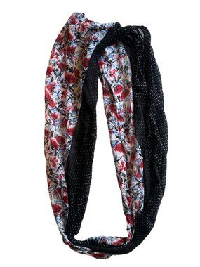 Red & Black Floral Sheer Infinity Scarf